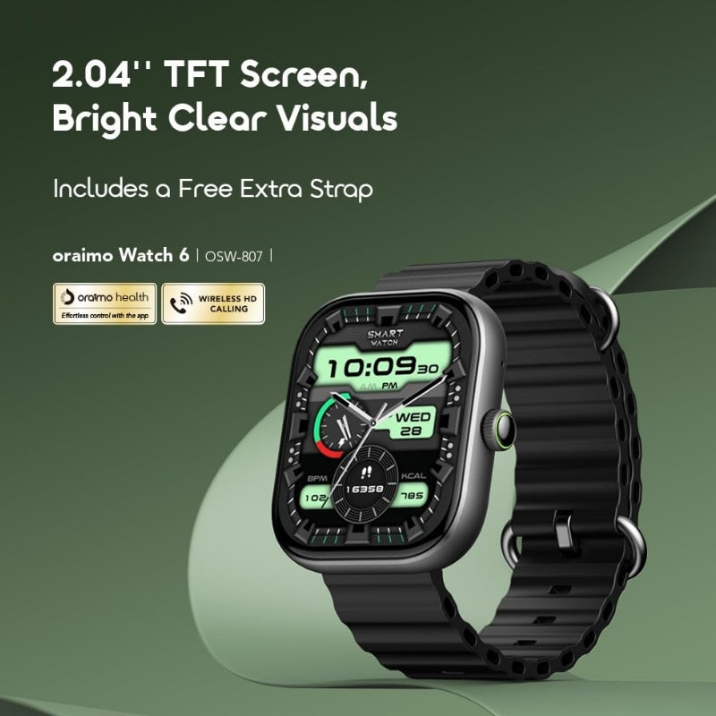 Oraimo Watch 6 OSW-807 2.04-inch TFT Smart Watch, Chrome - Chrome