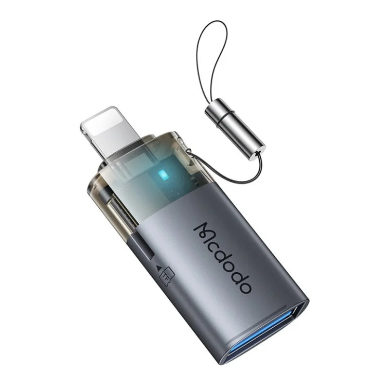 Mcdodo OT-7850 Lightning Adapter with USB-A & TF Reader, Dark Gray