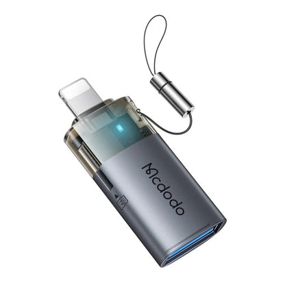Mcdodo OT-7850 Lightning Adapter with USB-A & TF Reader, Dark Gray