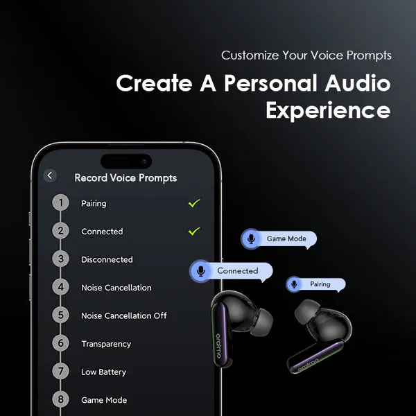 Oraimo SpaceBuds OTW-630 Hybrid ANC Earbuds with Personalized Lighting, original view 6