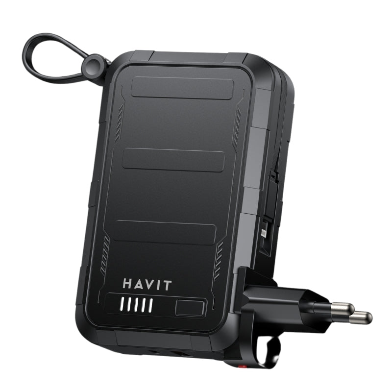 Havit PB5231 20000 mAh Power Bank with Cables and EU Plug, Black - Black