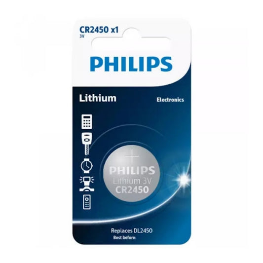 Philips 3V Lithium Coin Battery, Single Cell, CR2450 or CR2032