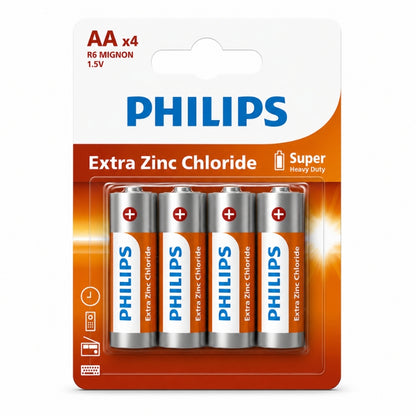 Philips Extra Zinc Chloride 1.5V Batteries, AA or AAA, 2, 4 or 8-Pack