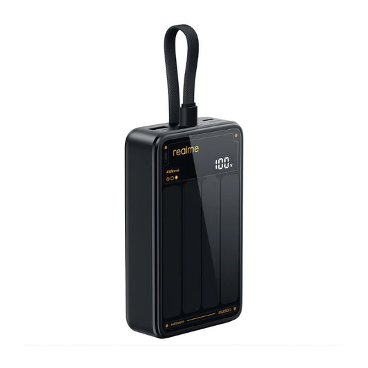 Realme RMC2501 20000 mAh 45 W USB-C Cable Power Bank, Black - Obsidian Black
