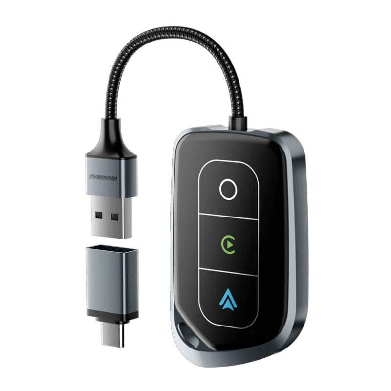 RockRose FreeDrive RRCT19 Wireless CarPlay and Android Auto Adapter, Black, original view 1