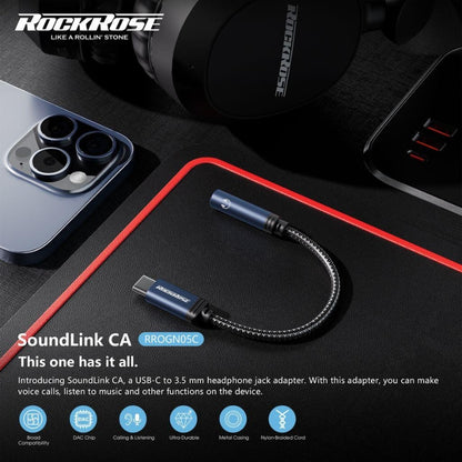 RockRose SoundLink CA USB-C to 3.5mm Audio Adapter with DAC, 10cm - view 2