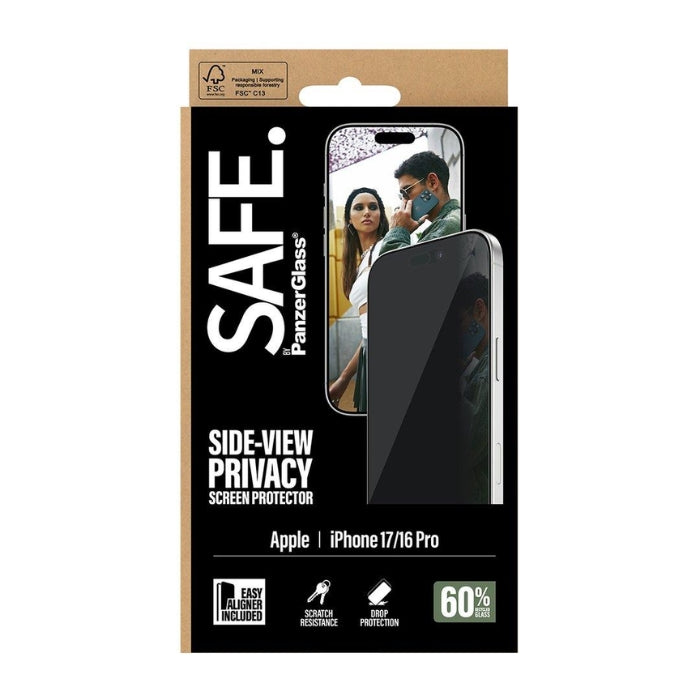 SAFE. by PanzerGlass Privacy Screen Protector for iPhone 17 / 16 Pro with EasyAligner – Ultra-Wide Fit - view 7