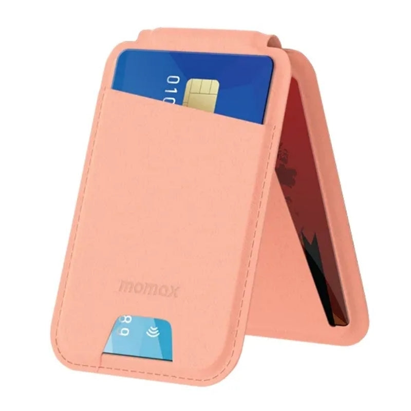 Momax 1-Wallet SR29P Magnetic Card Holder with Stand, Pink