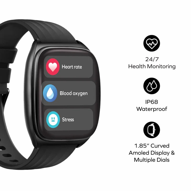 Momax 1-Wear Curvex SW5 AMOLED Smart Watch, Bluetooth Calling - Black