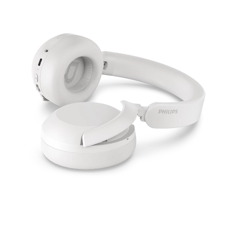 Philips TAH8000 Wireless Over-Ear Headphones with Adaptive Noise Cancellation — White