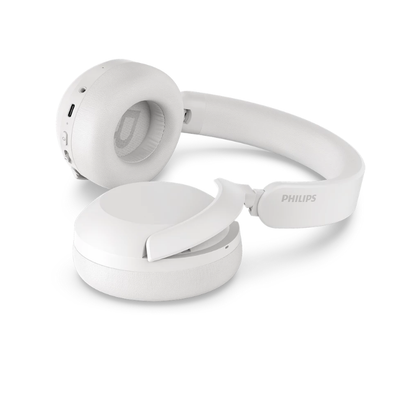 Philips TAH8000 Wireless Over-Ear Headphones with Adaptive Noise Cancellation — White