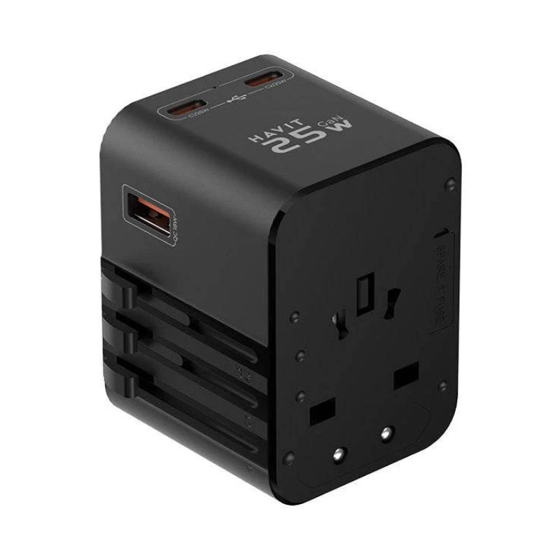 Havit UCT700 Travel Adapter with up to 25 W USB-C Charging, Black, original view 1