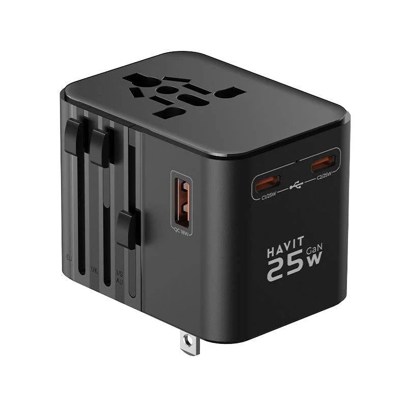 Havit UCT700 Travel Adapter with up to 25 W USB-C Charging, Black, original view 2