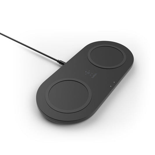 قاعدة شحن لاسلكي مزدوجة Belkin BoostCharge بقوة 15 واط لكل جهاز - أسود - WIZ008myBK