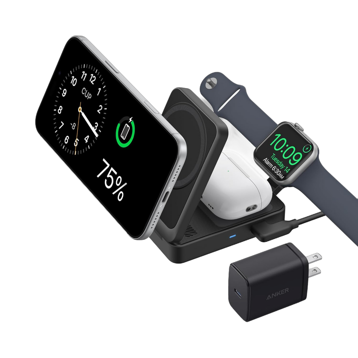 محطة شحن ثلاثية Anker MagGo 15W Qi2
