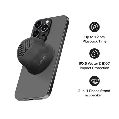 Momax 1-Vibe Go Rugged BS7 Magnetic Wireless Speaker, Black, original view 5