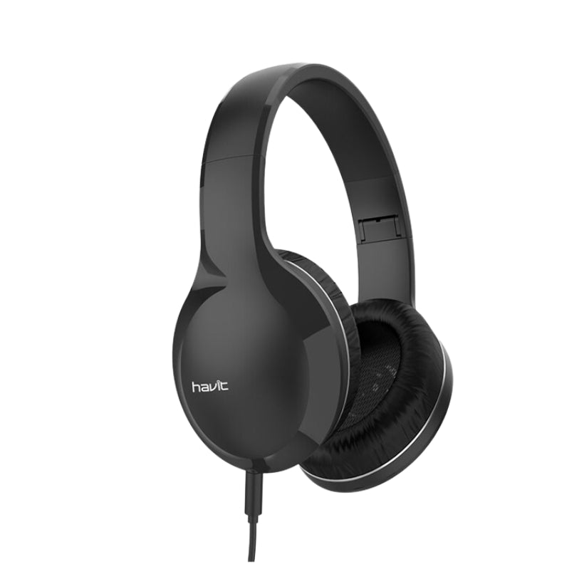 Havit H100d Wired 3.5 mm Headphones, Black, Black, original view 2