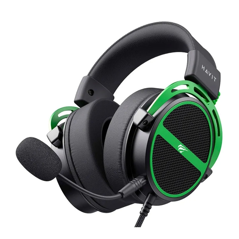 Havit H2030E 3.5 mm Wired Gaming Headset, Black and Green