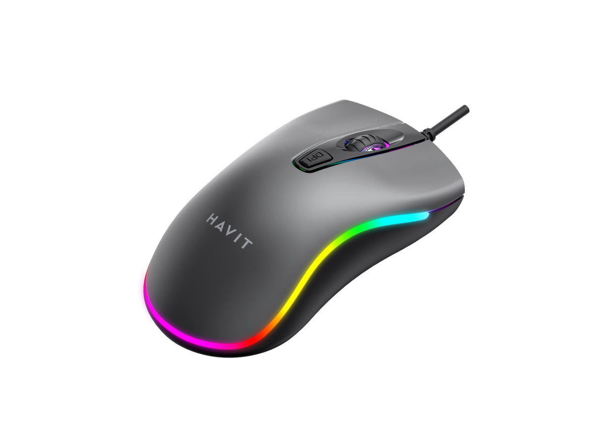 Havit MS1010 Wired RGB Gaming Mouse, Black, Black, original view 2