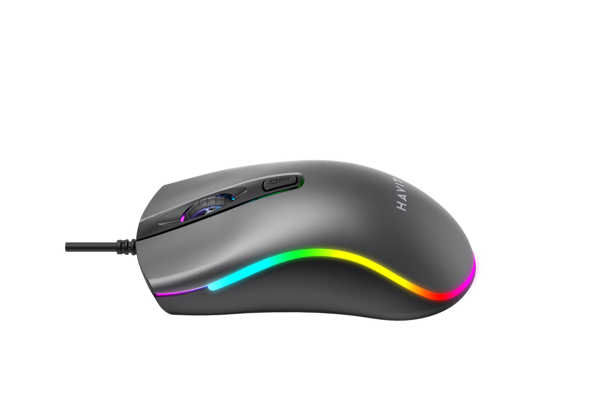 Havit MS1010 Wired RGB Gaming Mouse, Black, Black, original view 3