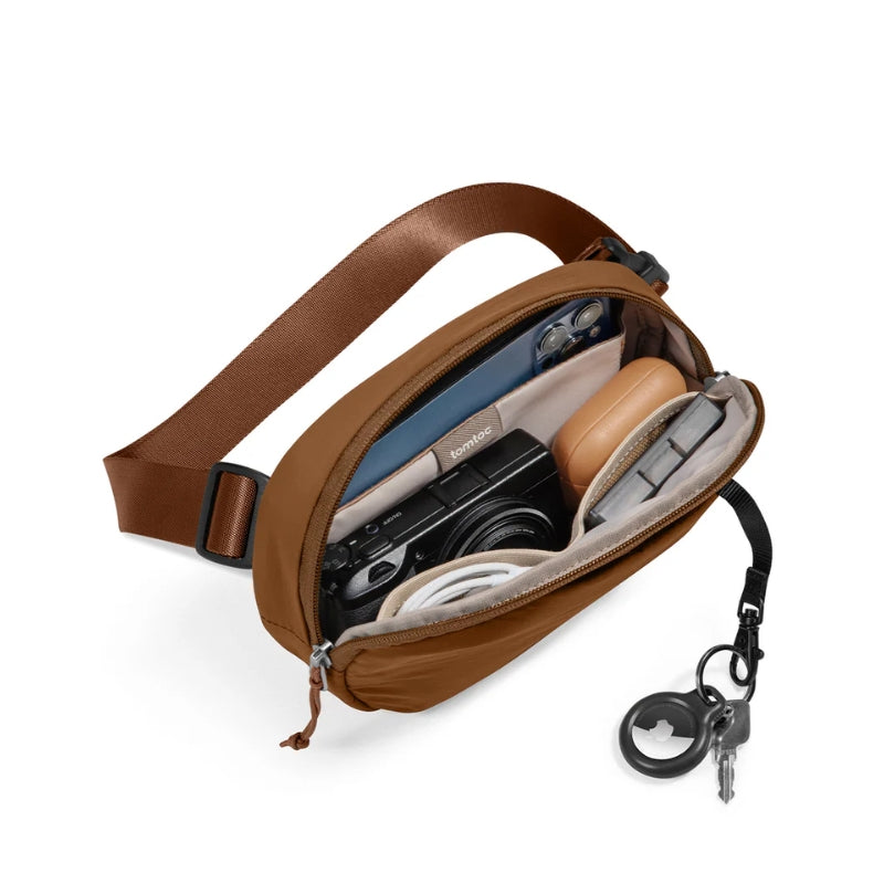 tomtoc SlingBean-T32 1.5 L Belt and Crossbody Bag, Caramel, original view 3