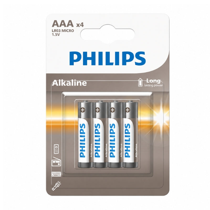 Philips Entry Alkaline 1.5V Batteries, 4-Pack, AA or AAA