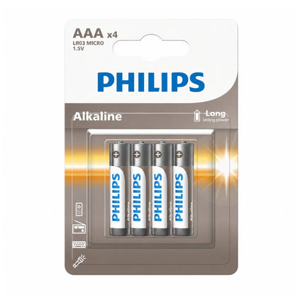 Philips Entry Alkaline 1.5V Batteries, 4-Pack, AA or AAA