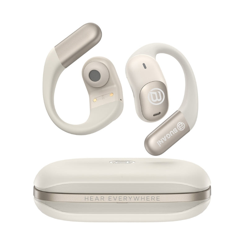 BUGANI Free B15 White open-ear earbuds with charging case