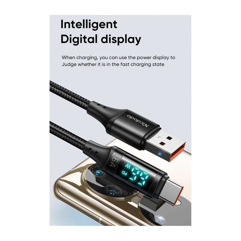 Mcdodo CA-1080 USB-A to USB-C 66W Power Display Cable 1.2m