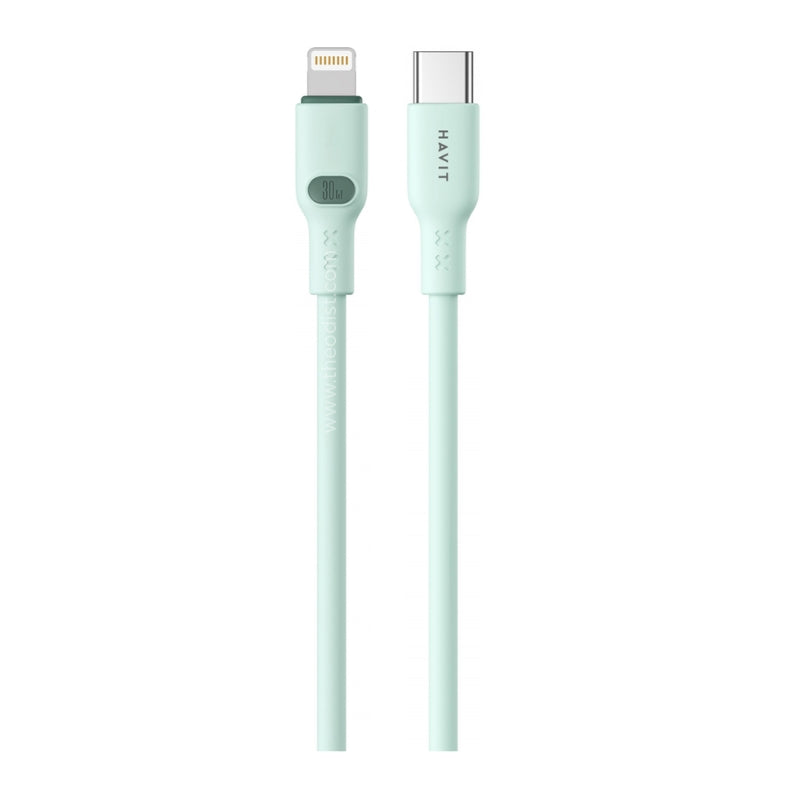 Havit CB6281 USB-C to Lightning Cable, 30W, 1 m, Green
