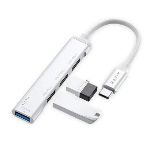 Havit HB41 USB-C to 4-Port USB-A Hub, Silver