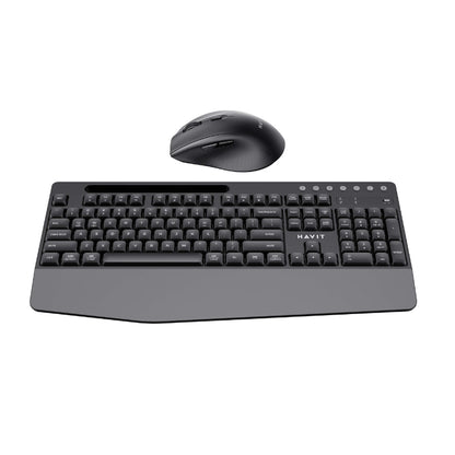 Havit KB251WB Bluetooth and 2.4GHz Wireless Keyboard & Mouse Combo, Black/Grey