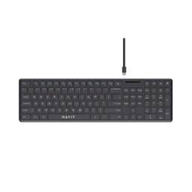 Havit KB252 Slim Wired Keyboard, 108 Keys, Black