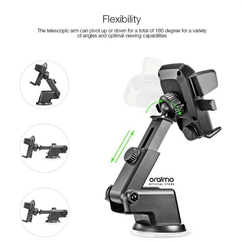 Oraimo Hydra 3 OCM-12 Suction-Base Car Phone Holder, Black