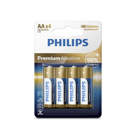 Philips Premium Alkaline 1.5V Batteries, 4-Pack, AA or AAA