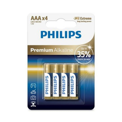 Philips Premium Alkaline 1.5V Batteries, 4-Pack, AA or AAA
