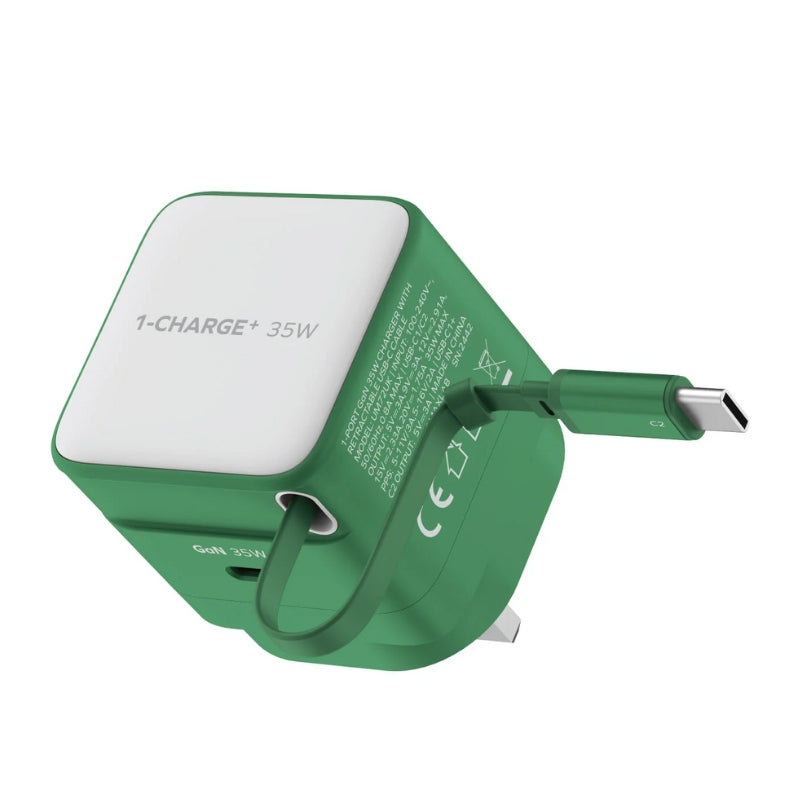 Momax UM72 35W GaN Charger with Retractable USB-C Cable and USB-C Port