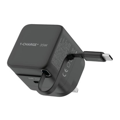 Momax UM72 35W GaN Charger with Retractable USB-C Cable and USB-C Port