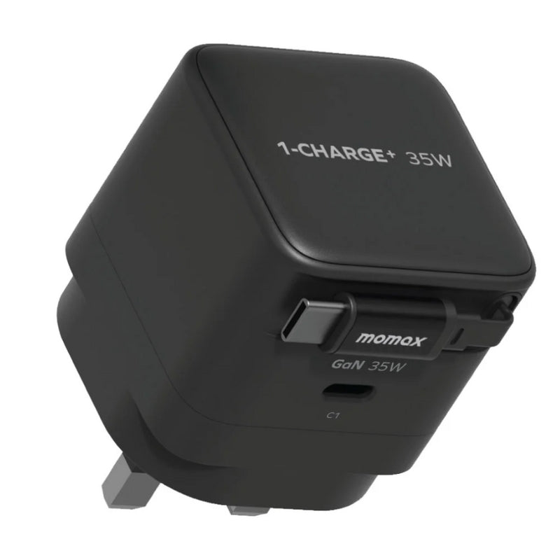 Momax UM72 35W GaN Charger with Retractable USB-C Cable and USB-C Port