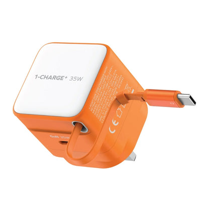 Momax UM72 35W GaN Charger with Retractable USB-C Cable and USB-C Port