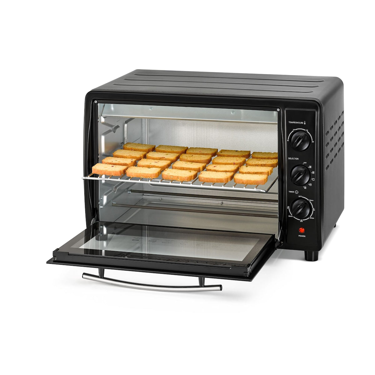 BLACK+DECKER TRO45RDG-B5 45L toaster oven open door