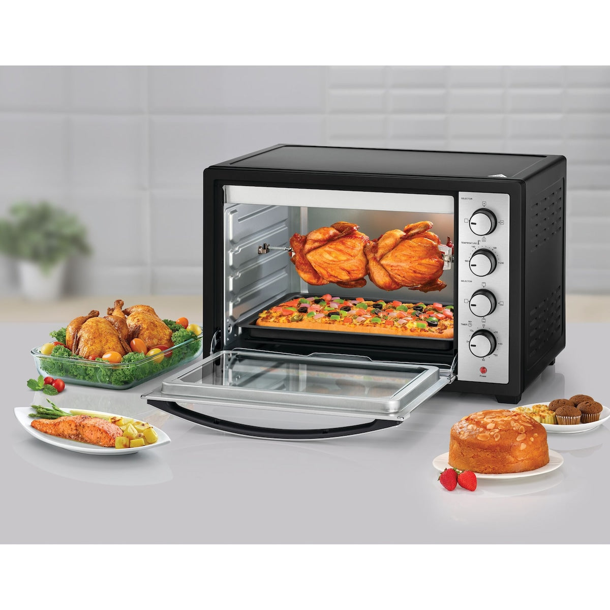 BLACK+DECKER TRO50RDG-B5 50L toaster oven cooking view