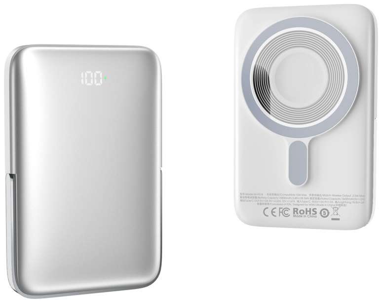 باور بنك مغناطيسي 3 في 1 بسعة 10000mAh | WIWU Wi-P018 Elite 3-in-1 فضي