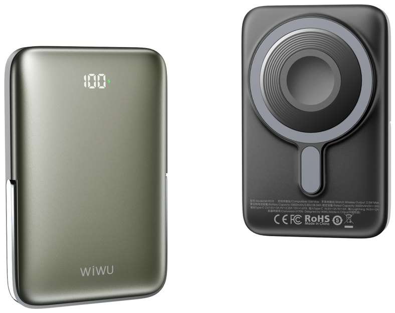 باور بنك مغناطيسي 3 في 1 بسعة 10000mAh | WIWU Wi-P018 Elite 3-in-1 أخضر