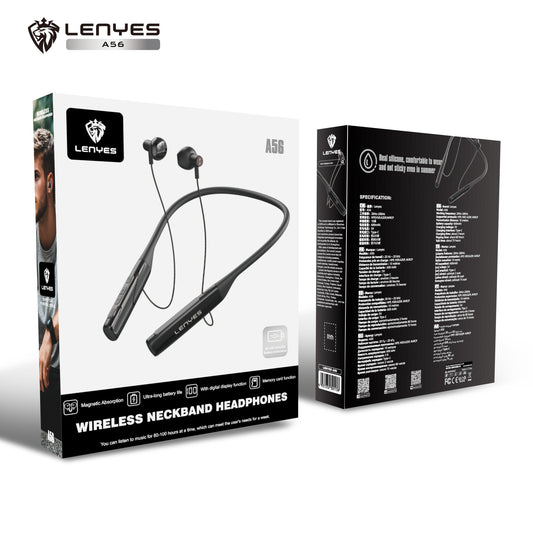 Lenyes A56 Black Wireless Neckband Headphones