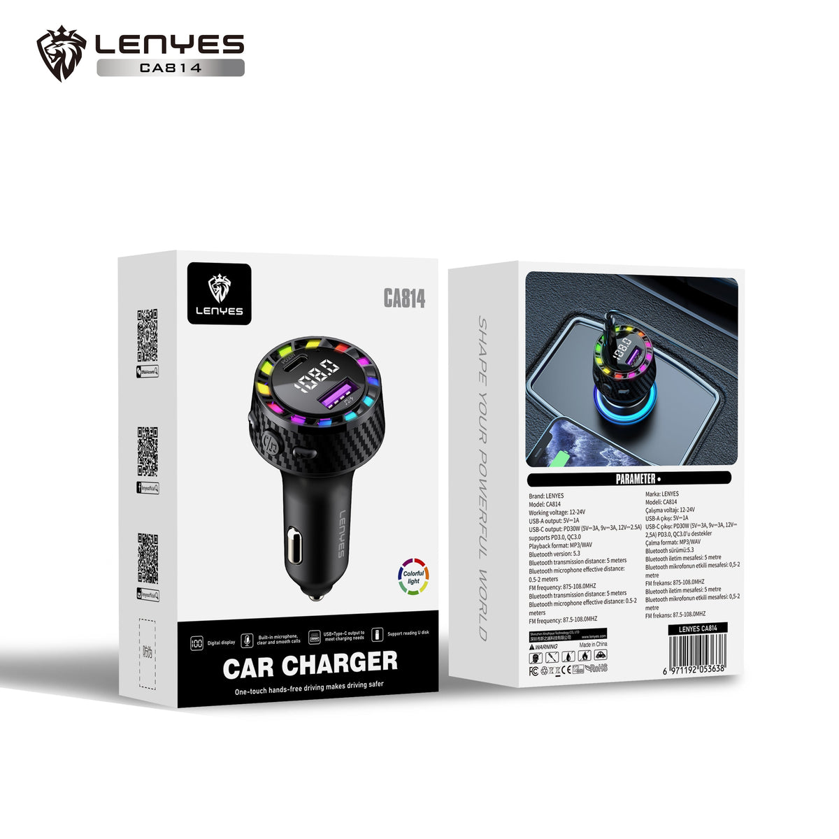 شاحن سيارة Lenyes CA814 60W - صورة عالية الدقة 2
