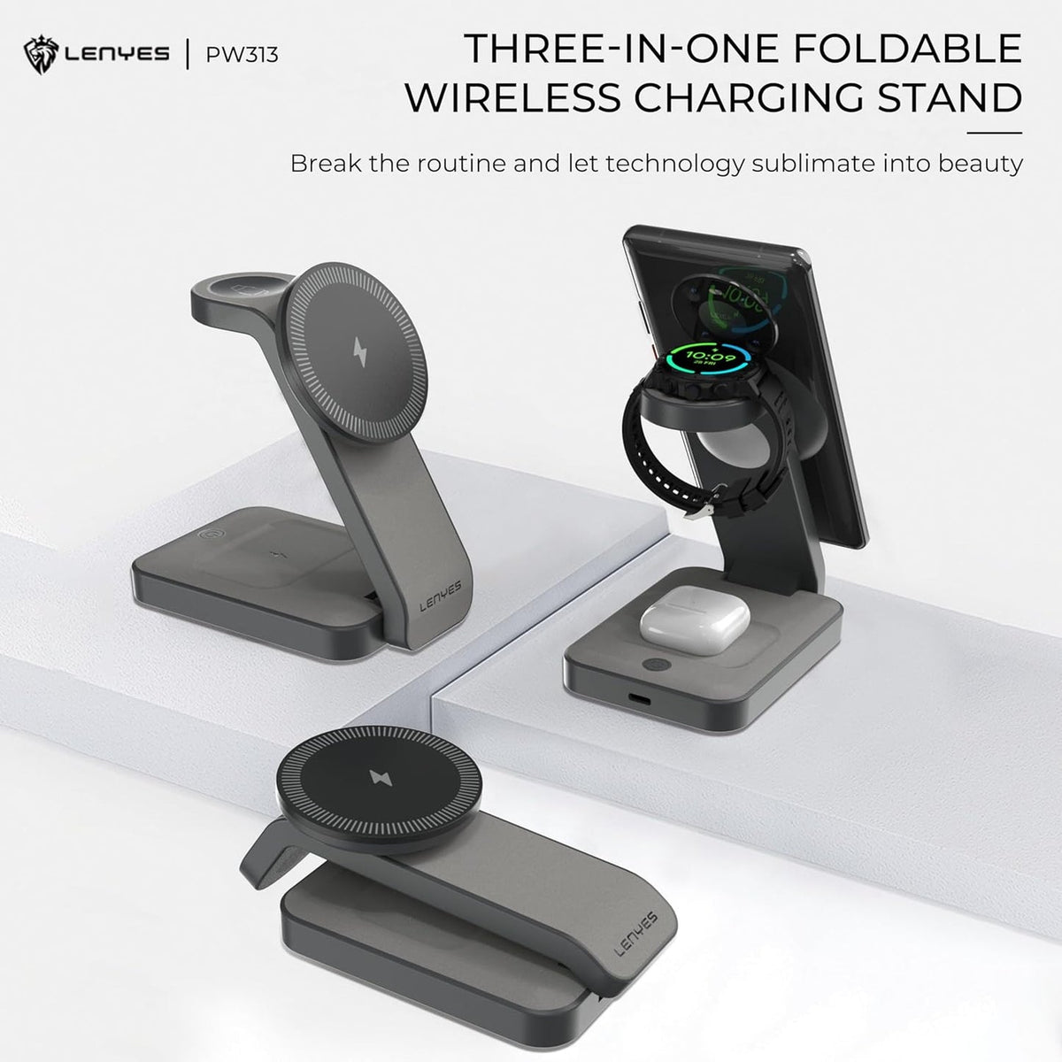 Lenyes PW313 3-in-1 Wireless Charger