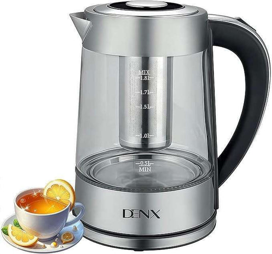 غلاية كهربائية زجاجية دينكس DENX DX3408 — 1.8 لتر بتحكم بالحرارة