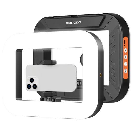 Porodo Vlogging Light with Tripod and Phone Clamp - Black