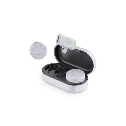 Porodo Wireless Dual Microphone with Charging Case - White